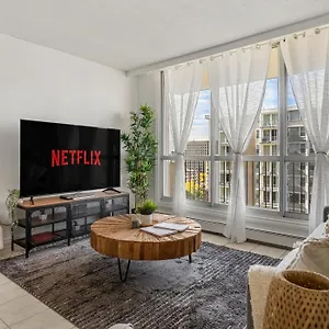 Downtown Near Rogers Place With Covered Parking, Sleeps 6, Pool Table, Sauna, Gym, Two Bedrooms & Apartment